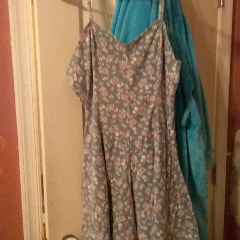 Country blue and floral romper size large